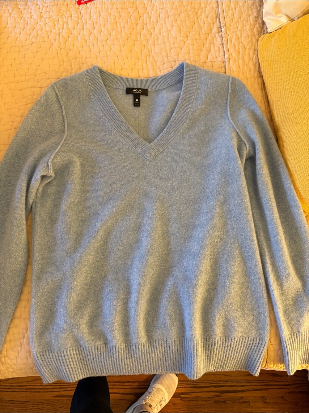 Aqua Soft Sky Blue V-Neck Sweater